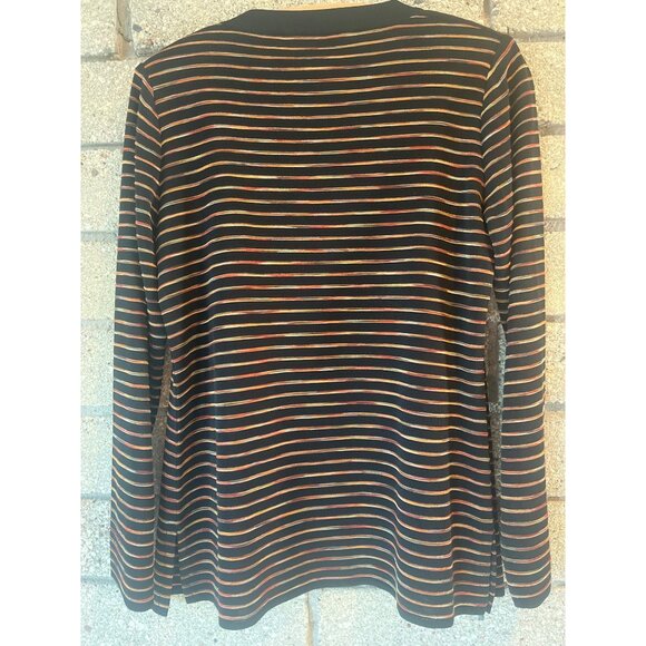 Exclusively Misook Petite Striped Open Cardigan XXS Black Multicolor Acrylic - Picture 7 of 8